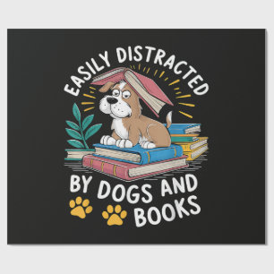 Gemakkelijk Afleidd door Honden en Boeken Grappige Cadeaupapier