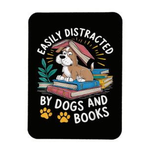 Gemakkelijk Afleidd door Honden en Boeken Grappige Magneet