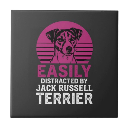Gemakkelijk Afleidd Door Jack Russell Terrier Tegeltje (Voorkant)