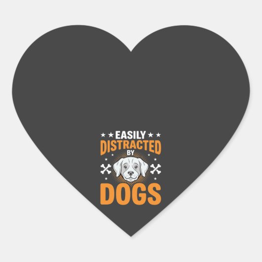 Gemakkelijk Afleiden Door Honden Hart Sticker (Voorkant)