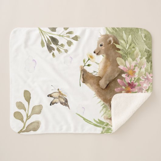 *~* Gemakkelijk Beer dat Zwakende Vloer in Bossen Sherpa Deken (Voorkant (horizontaal))