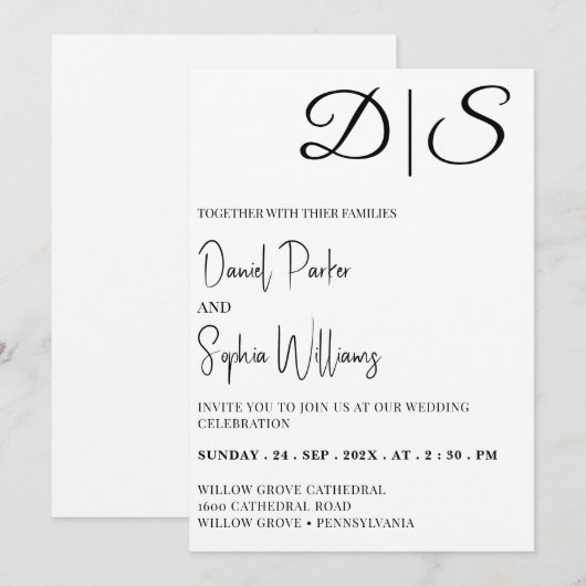 gemakkelijk bewerkbare moderne minimalistische bew kaart (Voorkant / Achterkant)