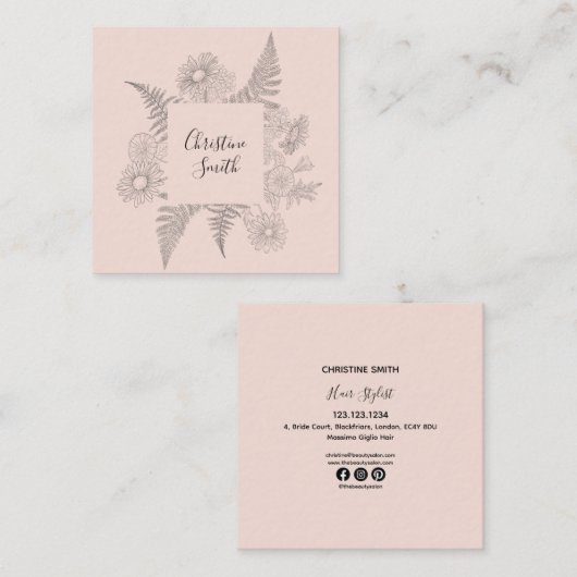 Gemakkelijk bleekroze flesjes fijn vierkante visitekaartje (Voorkant / Achterkant)