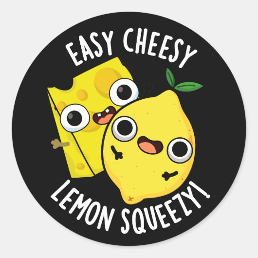 Gemakkelijk Cheesy Lemon Squeezy Funny Food Pun Da Ronde Sticker (Voorkant)
