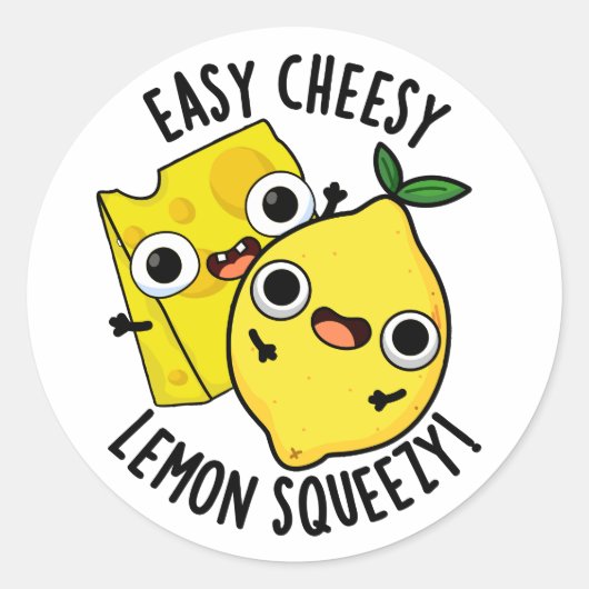 Gemakkelijk Cheesy Lemon Squeezy Funny Food Pun Ronde Sticker (Voorkant)