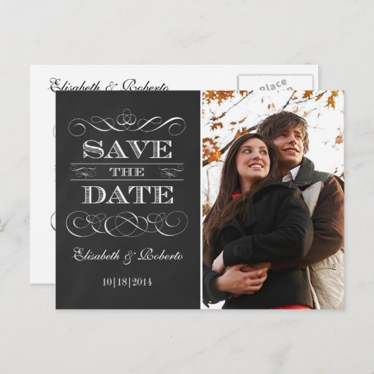 Gemakkelijk  krijtbord Sla de datum op Aankondigingskaart (Voorkant / Achterkant)