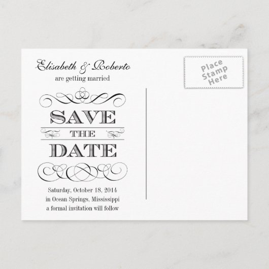 Gemakkelijk  krijtbord Sla de datum op Aankondigingskaart (Achterkant)