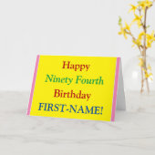 Gemakkelijk te lezen, Vet 94e Verjaardag Wenskaart Kaart (Gele Bloem)