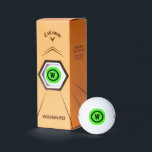 Gemakkelijk te vinden Heldergroene letter Initiaal Golfballen<br><div class="desc">Gemakkelijk te vinden op de felgroene en zwarte met uw monogram letter initiaal. Eenvoudig en modern.</div>