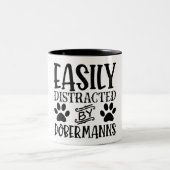 Gemakkelijk verstoord door Dobermanns Tweekleurige Koffiemok (Center)