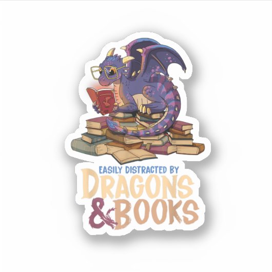 Gemakkelijk verstoord door Dragons en boeken Drake Sticker (Voorkant)