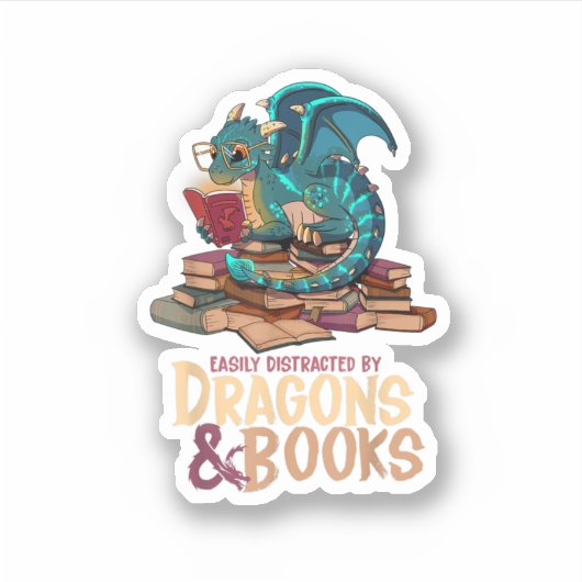 Gemakkelijk verstoord door Dragons en boeken Drake Sticker (Voorkant)