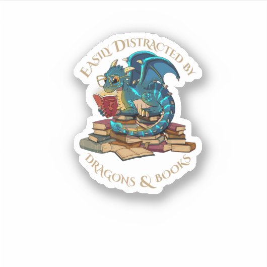 Gemakkelijk verstoord door dragons en boeken Gift  Sticker (Voorkant)
