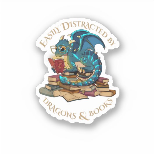 Gemakkelijk verstoord door dragons en boeken Gift  Sticker (Voorkant)