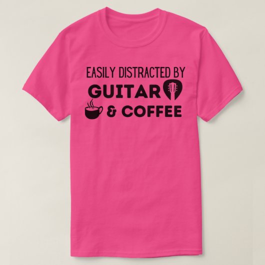 Gemakkelijk verstoord door gitaar en koffie t-shirt (Design voorkant)