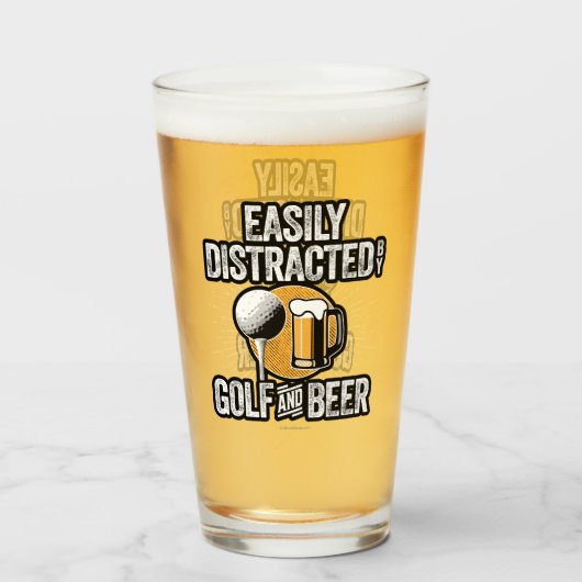 Gemakkelijk verstoord door Golf en Beer Glas (Voorkant gevuld)