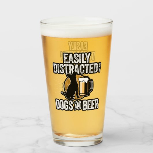 Gemakkelijk verstoord door Honden en Beer Glass Glas (Voorkant gevuld)