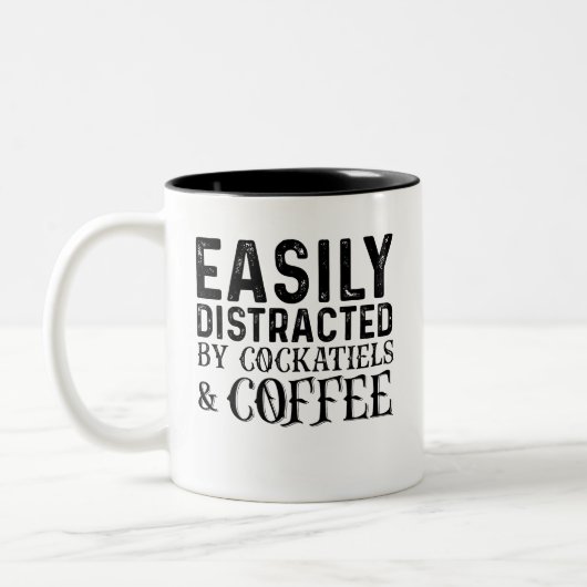 Gemakkelijk verstoord door kakels en koffie tweekleurige koffiemok (Links)