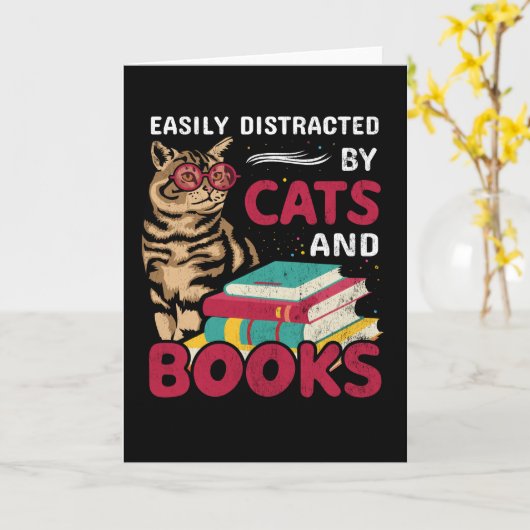 Gemakkelijk verstoord door katten en boeken kaart (Gele Bloem)