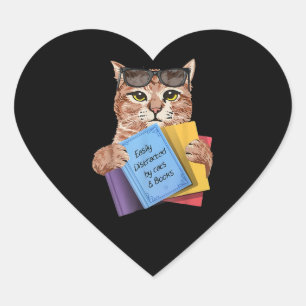 Gemakkelijk verstoord door katten en boeken Kat Hart Sticker