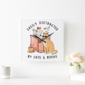 Gemakkelijk verstoord door katten en boeken vierkante klok (Huis)