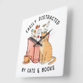 Gemakkelijk verstoord door katten en boeken vierkante klok (Hoek)