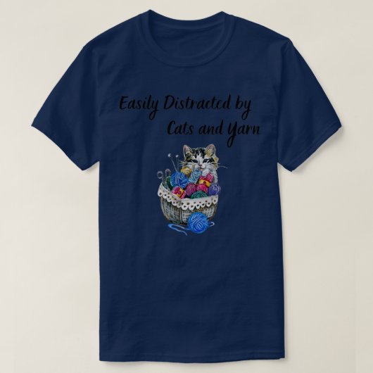 Gemakkelijk verstoord door katten en garen t-shirt (Design voorkant)