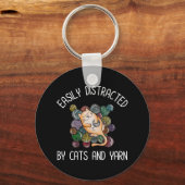 Gemakkelijk verstoord door katten en garens sleutelhanger (Voorkant)