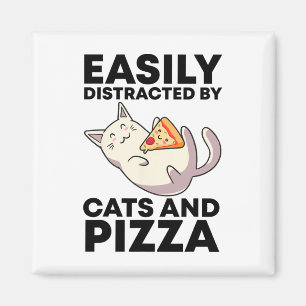 Gemakkelijk verstoord door katten en Pizza Kawaii Magneet