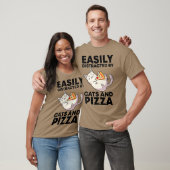 Gemakkelijk verstoord door katten en Pizza Kawaii T-shirt (Unisex)