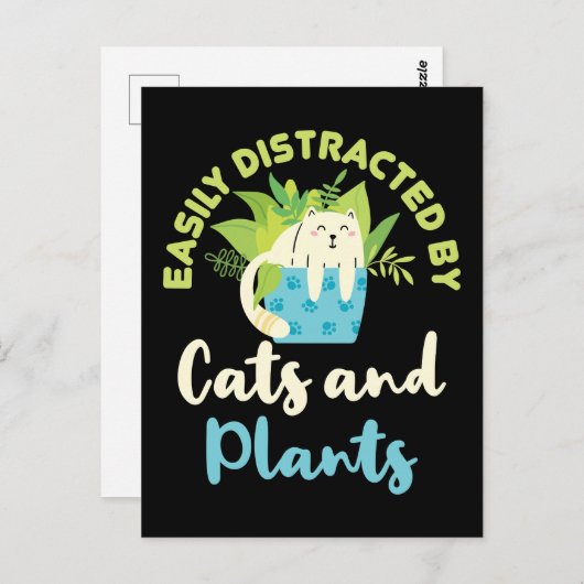 Gemakkelijk verstoord door katten en Planten Kat P Briefkaart (Voorkant / Achterkant)
