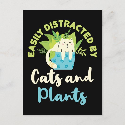 Gemakkelijk verstoord door katten en Planten Kat P Briefkaart (Voorkant)