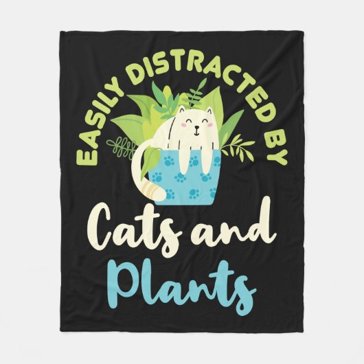 Gemakkelijk verstoord door katten en Planten Kat P Fleece Deken (Voorkant)