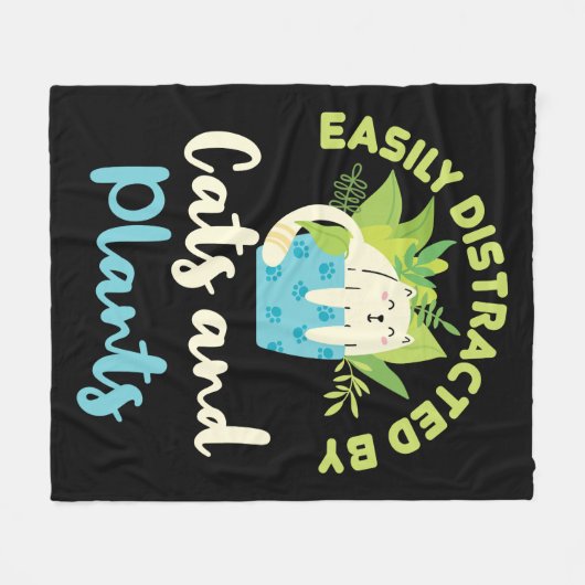 Gemakkelijk verstoord door katten en Planten Kat P Fleece Deken (Voorkant (Horizontaal))