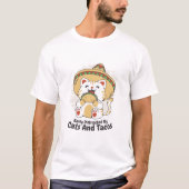 Gemakkelijk verstoord door katten en taco's t-shirt (Voorkant)