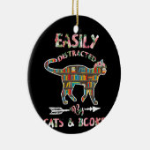 Gemakkelijk verstoord door kattenboeken keramisch ornament (Rechts)