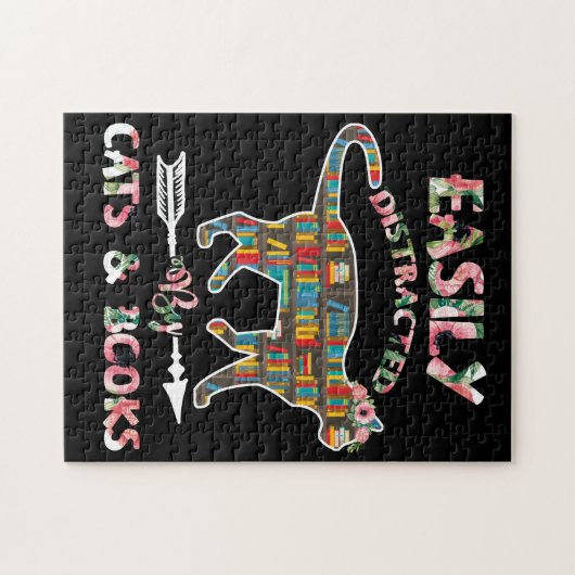 Gemakkelijk verstoord door kattenboeken legpuzzel (Horizontaal)