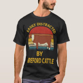 Gemakkelijk verstoord door Koe van hereford rundve T-shirt (Voorkant)