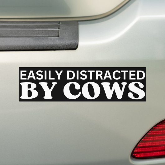Gemakkelijk verstoord door Koeien Bumpersticker (Op auto)
