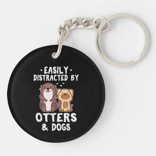 Gemakkelijk verstoord door otters en honden Funny Sleutelhanger (Achterkant)