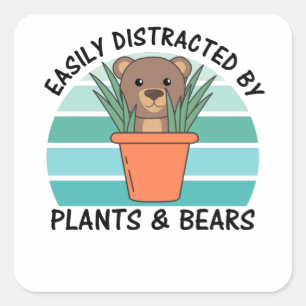 Gemakkelijk verstoord door Planten en Beren Plant Vierkante Sticker