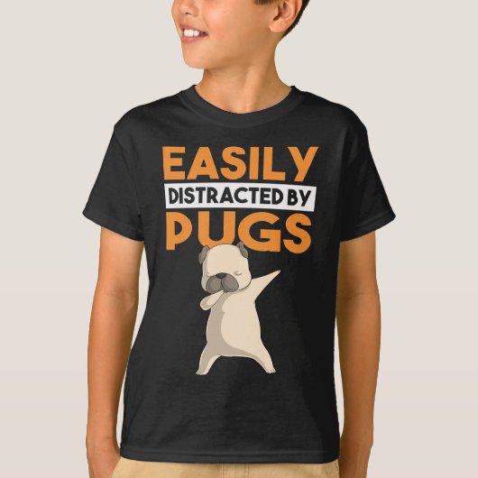 Gemakkelijk verstoord door pugs Funny Pug Dog Dabb T-shirt (Voorkant)