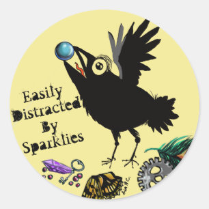 Gemakkelijk verstoord door Sparklies Raven Ronde Sticker