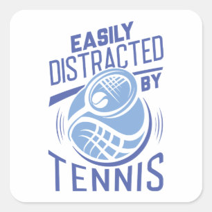 Gemakkelijk verstoord door tenis vierkante sticker