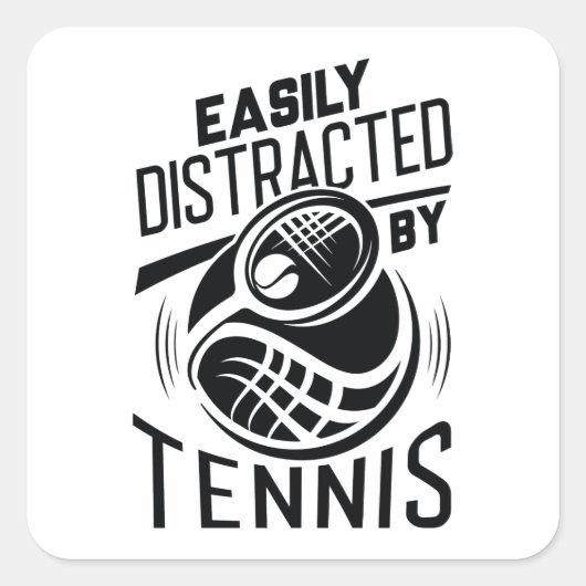 Gemakkelijk verstoord door tenis vierkante sticker (Voorkant)