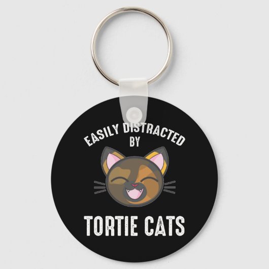 Gemakkelijk verstoord door tortie katten sleutelhanger (Voorkant)