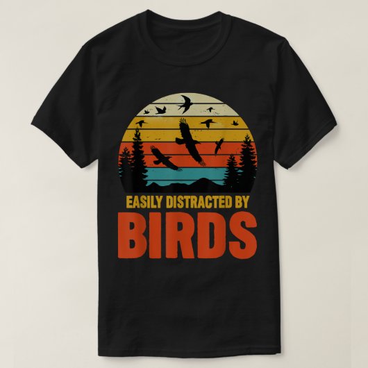 Gemakkelijk verstoord door vogelretro Sunset Bird T-shirt (Design voorkant)
