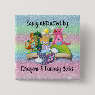 Gemakkelijk vervormd door Dragons en Fantasy Books Vierkante Button 5,1 Cm