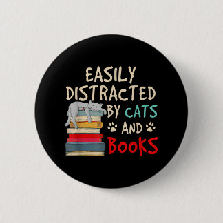 Gemakkelijk Vervormd door Katten en Boeken | Funny Ronde Button 5,7 Cm