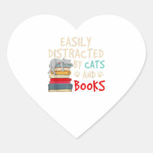 Gemakkelijk Vervormd door Katten en Boeken - Kat _ Hart Sticker